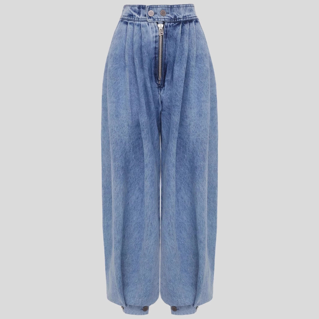Élancia – Pantalon Denim Taille Haute Élégant